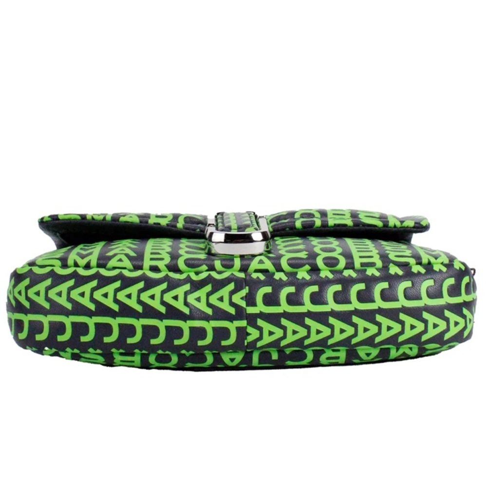 NEW MARC JACOBS Logo Monogram Leather Chain Strap Crossbody Dark Grey Green - Picture 7 of 9